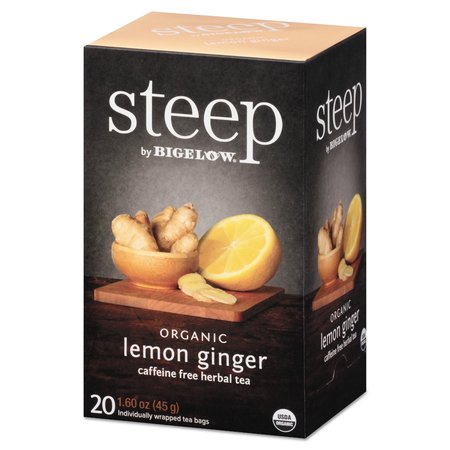 BIGELOW Steep Tea, Lemon Ginger, 1.6 oz Tea Bag, PK20 RCB17704